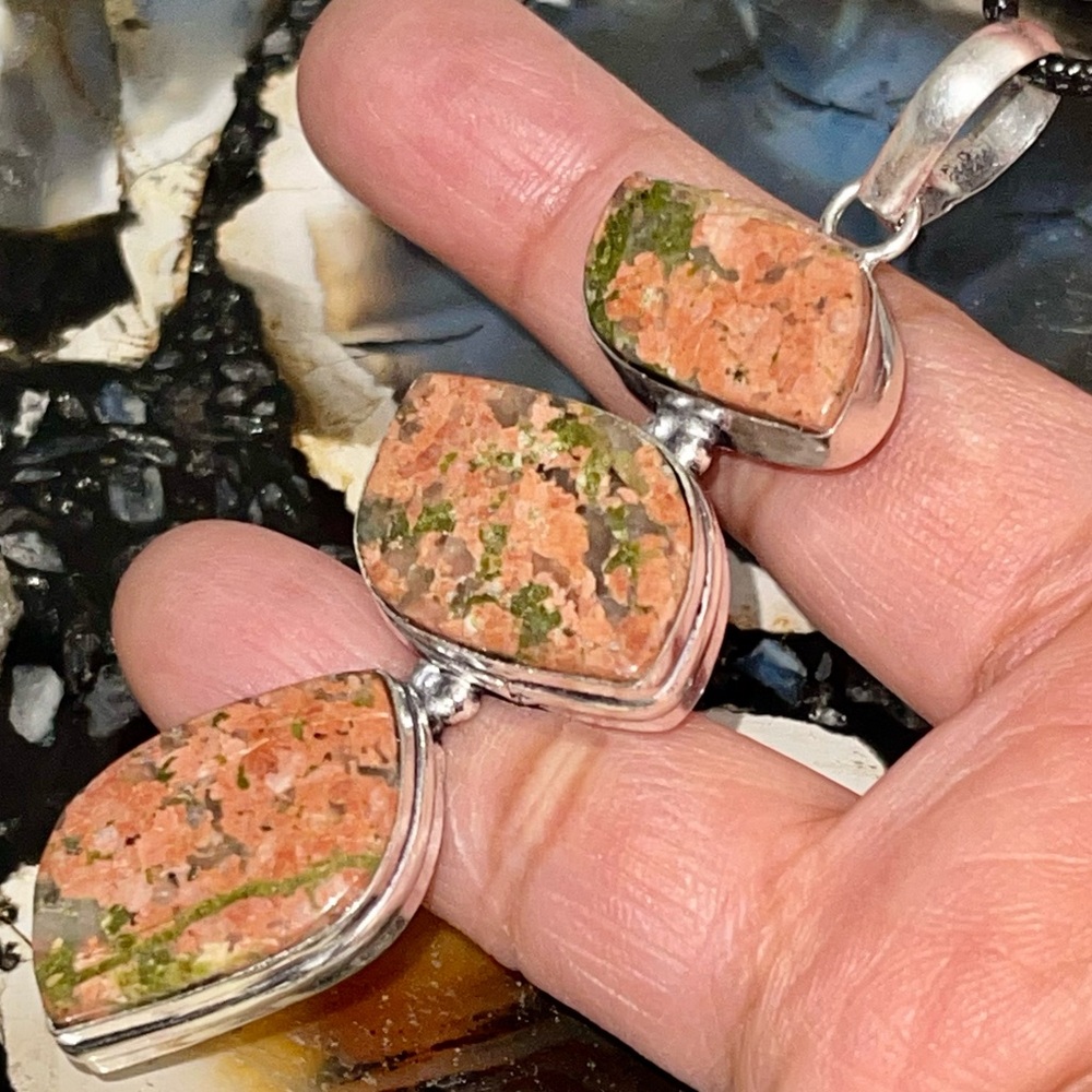 Epidotized Unakite Pendant 3”